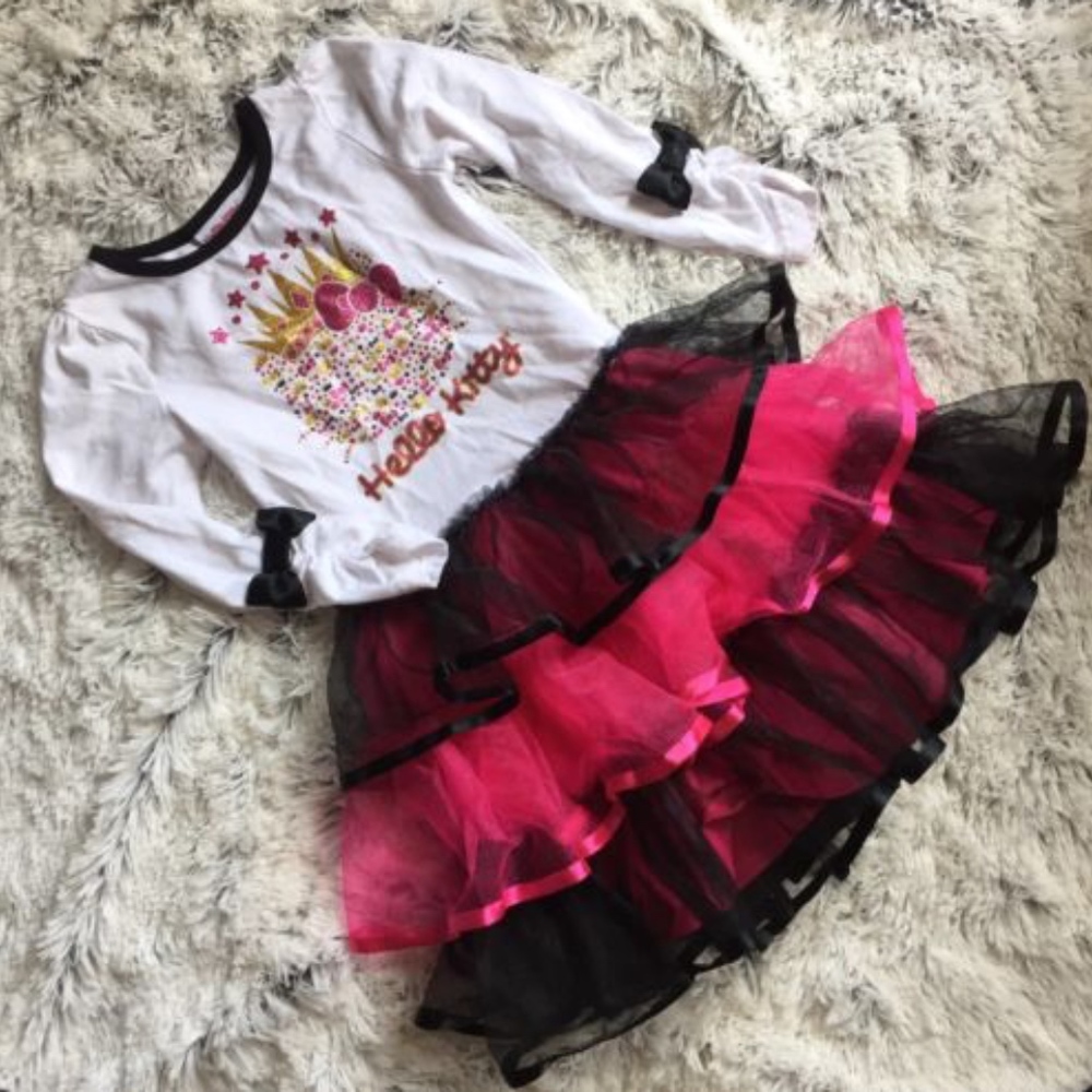 Hello Kitty Pink and Black Tutu Dress Size 4